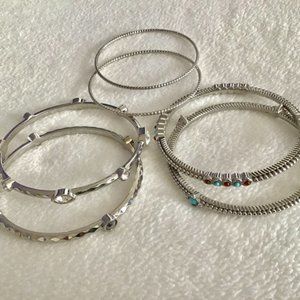 Graziano Crystal & Turquoise Bangle Bracelet Set